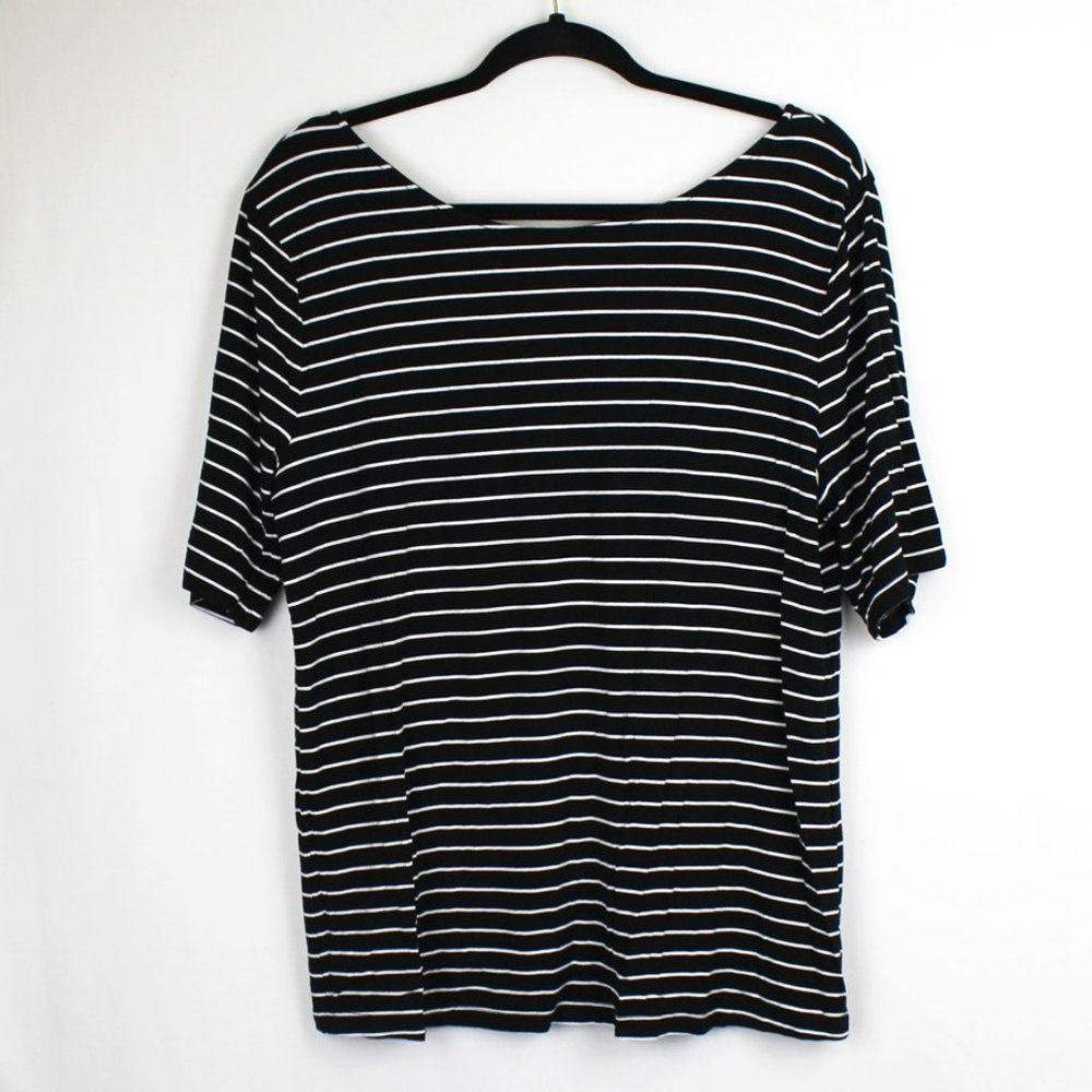 A New Day XXL Black White Striped 1980s Style Top
